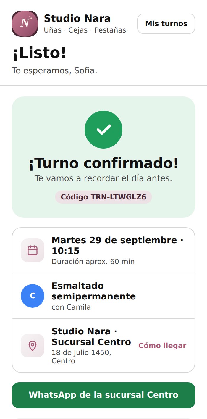 Pantalla de turno confirmado en la app